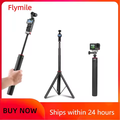 Flymile Tripod Selfie Stick Vlog Handle for DJI Pocket 3/Action 5 Pro/Insta360 X5/Gopro Accessories 