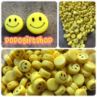 Flat Round Smile Beads Yellow 1 Cm/1.2 Cm
