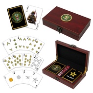Military Gift Shop US Army Playing Cards & Dice in Elegant Wooden Keepsake Box - Army Rank Insignia 