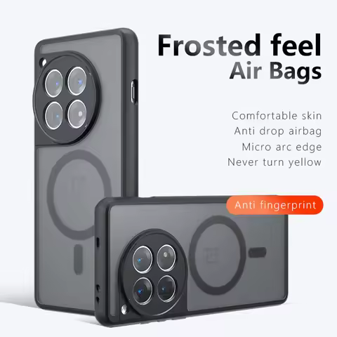 For OnePlus 12 12R ACE3 Pro Phone Case, Magnetic Suction Matte Skin Texture Transparent Anti Fingerp