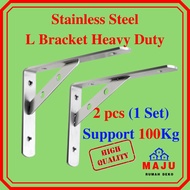 Maju2pcs Sesiku Besi L Braket Berat Keluli Tahan Karat Stainless Steel 304 Heavy Duty L Bracket Teba