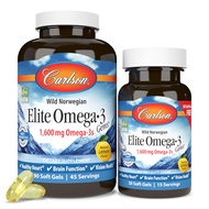 Carlson Elite Omega-3 Gems 1600 mg Omega 3 Fatty Acids Including EPA & DHA - Norwegian, Wild-Caught 