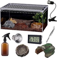 SANOSY Reptile Terrarium - Amphibian Tank Starter Kit, Eco Rainforest Feeding Box, Amphibian Feeding Box, Suitable for breeding Lizards, Turtles, Chameleons, Snakes, Jumping Spiders