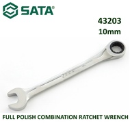 Sata 43203 10 mm Ring Wrench Full Polish Combination Ratchet Wrench