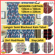 Langsir Semi Blackout Rod Curtain 2in1 Modern Curtain Flower Flora Langsir Tingkap Murah Bunga Corak