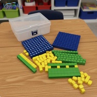 [vsrhkq] Set of base ten blocks, educational positional numeration Pluggable 62-pc