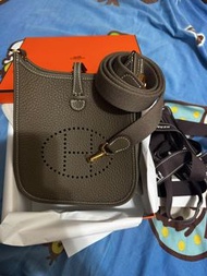 Hermes mini evelyne 大象灰金扣