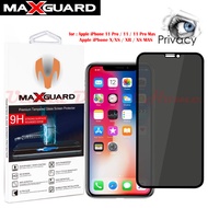 MAXGUARD Japan AGC - Privacy Full Cover Tempered Glass Screen Protector with Hardness 9H For iPhone 