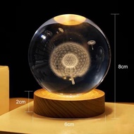 3d Crystal Ball Night Light Kids Moon Lamps Earth Globe Crafts Home Desktop Decor Christmas Gifts