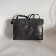 加拿大 MATT & NAT 黑色皮革 長方 斜咩袋