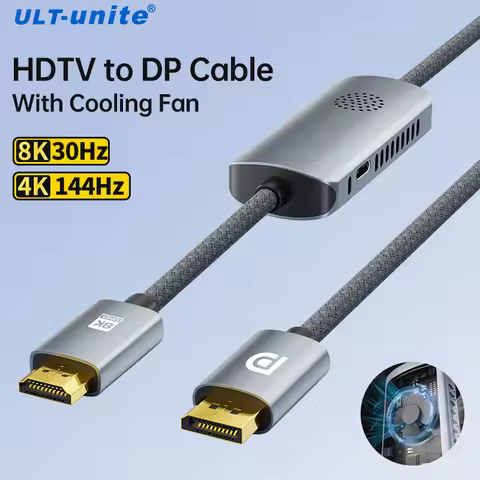 8K HDTV to DisplayPort Cable Uni-Directional HDMI to Display Port Adapter 4K144Hz HDMI to DP Cord fo