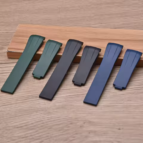 STAPELP Curved End Soft Fluororubber Adjustable Watch Band FKM Strap 20mm For Rolex Submariner 12661
