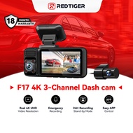 REDTIGER F17 4K 3-Camera Dash Cam, 5.8GHz WiFi, IR Night Vision, GPS, WDR