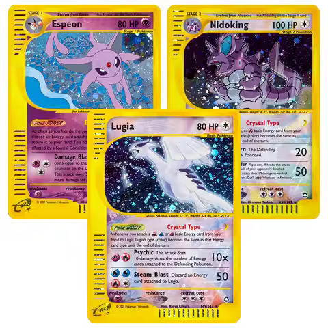 Proxy PKM Card AQ EX FOIL Card Lugia Nidoking Suicune Espeon Kingdra Alakazam TCG Pokemon Game Cards