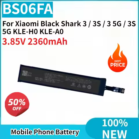 100% New BS06FA 3.85V 2360mAh Mobile Phone Battery High Capacity For Xiaomi Black Shark 3 / 3S / 3 5