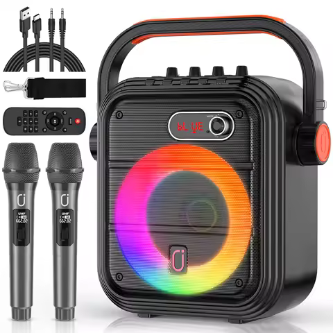 JYX Bluetooth Speaker, Wireless Speaker with 2 Microphone, FM Radio, Portable Karaoke Machine, Home 
