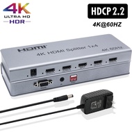 4K60hz 1x4 HDMI 2.0 Splitter HDCP 2.2 1080p60fps FULL HD 1 In 4 Out Multi Screen Mirror Same Display