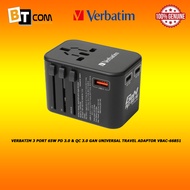 Verbatim 3 Port 65W PD 3.0 & QC 3.0 GAN Universal Travel Adaptor VBAC-66851