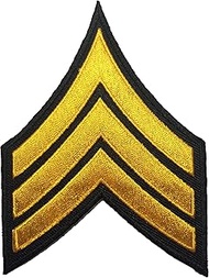 Papapatch Chevrons Sergeant E-5 Stripes US Army Rank Sew on Iron on Arms Shoulder Embroidered Appliq