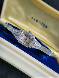 Hamilton 漢密爾頓鉑金鑽石機械錶古董錶女裝手錶diamond platinum watch