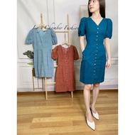 【Preloved】ReadyStock/BeVogue/ OL Dress / Crochet Dress / 通花连身裙/ V neck Dress