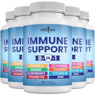 8 in 1 Immune Support Booster Supplement with Echinacea, Vitamin C and Zinc 50mg, Vitamin D 5000 IU,