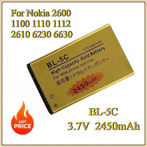 New BL 5C Battery 3.7v Rechargeable Li Ion Batteries BL5C 2450mAh for Nokia 2600 1100 2610 1110 1112