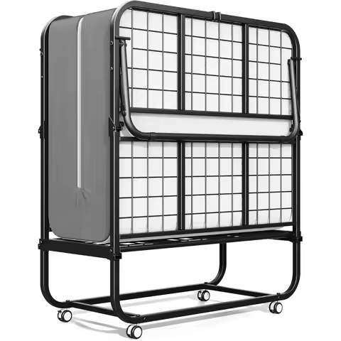 Folding Bed 75 x 31 Inches Portable Cot for Adults with Wheels Space Saving Roll Away Guest Bed