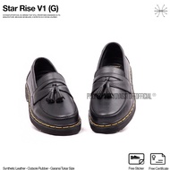 CODE V65G Voyagegstuffofficial Star Rise V1 Men's Slip On Penny Loafers Leather Boots Black
