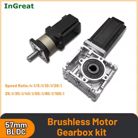 65W-130W Nema23 57mm DC Brushless Motor BLDC Paired with 57mm Planetary Gearbox NMRV030 Worm Gear Re