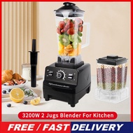 Rated 3200W Household Commercial Blender Smoothie Maker 2L Capacity Mixer Food Processor Juicer Juicing/Stirring 10 Gears Machine Ice Cube Crusher UK Plug 2Cups (1Big Cup+1 Small Cup) 破壁機