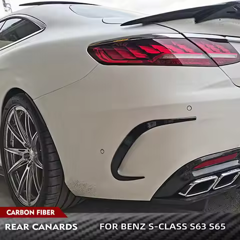 Carbon Fiber Car Rear Bumper Canards Fins for Mercedes-Benz S Class S550 S63 S65 AMG Sport Coupe 201