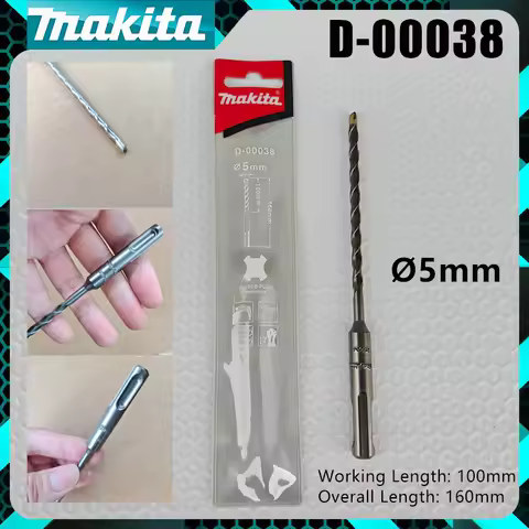 Makita D-00038 SDS Plus Concrete Drill Bit Ø5mm x 100mm x 160mm Carbide Tipped Masonry Drill Bit