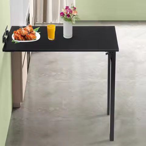 Modern L-Shape Wall Mounted Folding Dining Table E0-grade Solid Wood Multi-layer Board for Dining Ro