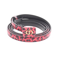 【二手】Dior CD Logo 豹紋迷你真皮皮帶 女士