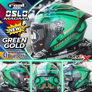 หมวกกันน็อค REAL OSLO MAGMA, MECANICA เปิดหน้า แว่น2ชั้น รุ่นใหม่ MAGMA GREEN GOLD XL (61-62 CM)