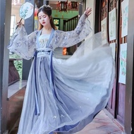 Original Hanfu-Traditional Hanfu Embroidered Flower Front Large Sleeve Shirt Improved Chest Length Ruxian Skirt