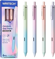 WRITECH Gel Pens Fine Point: 0.5mm Black Ink Retractable 4ct Smooth Writing No Bleed with Aesthetic