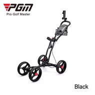 PGM Multipurpose 4 Wheels Golf Push Cart Foldable Trolley with Brake System Umbrella Bottle Holder Q