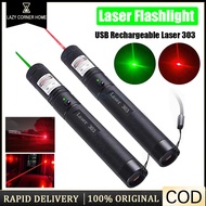 USB Rechargeable Green/Red Laser Pointers 532nm 10000m High Power Laser 303 Laser Flashlight
