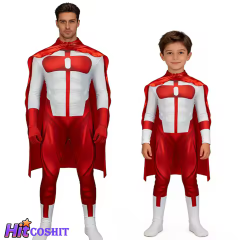 Invincible Omniman Omni Man Costume Jumpsuit Bodysuit Superhero Halloween Suit Cape Disguise Jumpsui