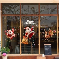 Christmas Decorations Santa Claus Window Grilles Glass Door Stickers New Year Shopping Mall Shop Dec