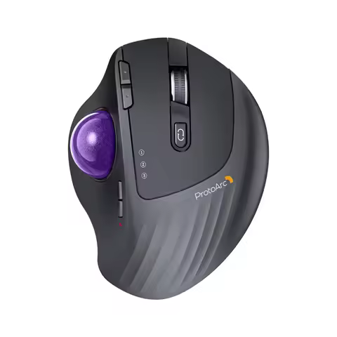 ProtoArc Wireless Trackball Mouse, EM01 NL Ergonomic Bluetooth Rollerball Thumb Rechargeable Compute