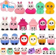 NPET Design 24Pcs Easter Mochi Squishy Toys &amp; Bunny Bag Easter Egg Fillers Easter Squishies Party Favors Easter Gifts for Kids Easter Basket Stuffers Mochi Squishies Easter Toys Bulk Kids Boys Girls