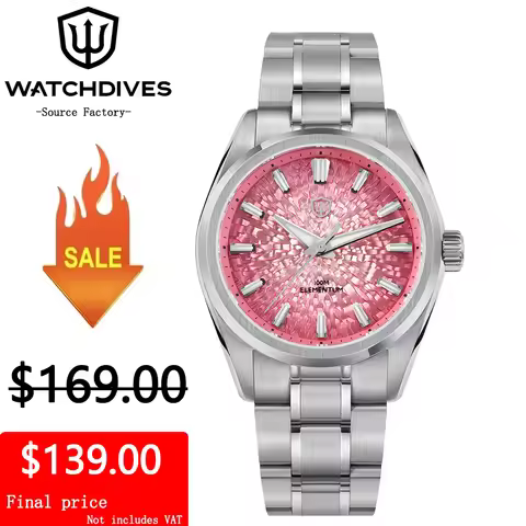 Watchdives WD0003C 38mm Watch VH31 Sweep Seconds Quartz Movement Stainless Steel Watch Elementum Ori