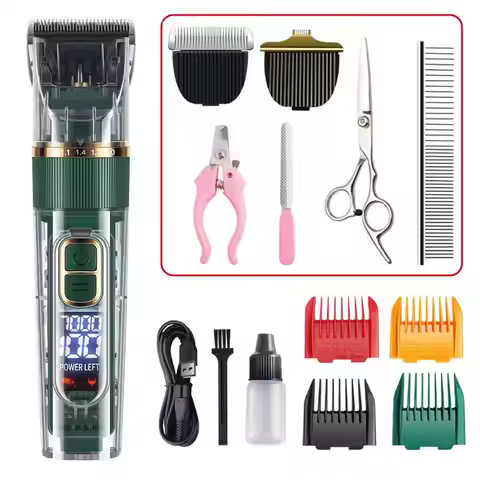 Dog Hair Clippers Grooming Haircut Trimmer Shaver Set IPX7waterproof Pets Cordless Rechargeable Prof