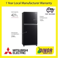 Mitsubishi Refrigerator MR-FX47EN-GBK 2 Door Inverter Fridge 421L MRFX47ENGBK ( Glass Brilliant Black ) MR-FX47EN