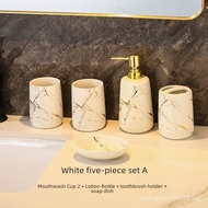 Nordic Household Bathroom Gold-Plated Toiletry Set Creative Marble Pattern Lotion Bottle Mouthwash C