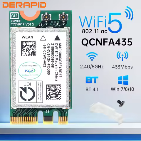 Dual Band QCA9377 433Mbps WiFi Card Bluetooth 4.1 Adapter 802.11AC QCNFA435 NGFF Network Adapter For