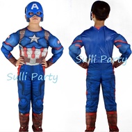 Shirley Party~Children's Muscle Captain America Halloween Costume Party Show Costume Children's Cost